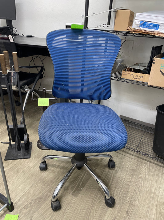 Office Task Chair, Blue Mesh, Adjustable Height