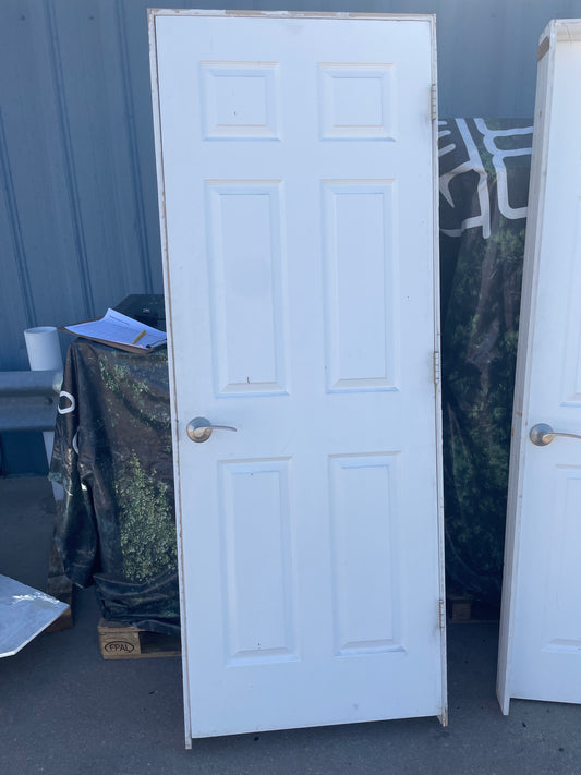 30x80 LHS Interior Hollow 6 Panel Prehung Door, White