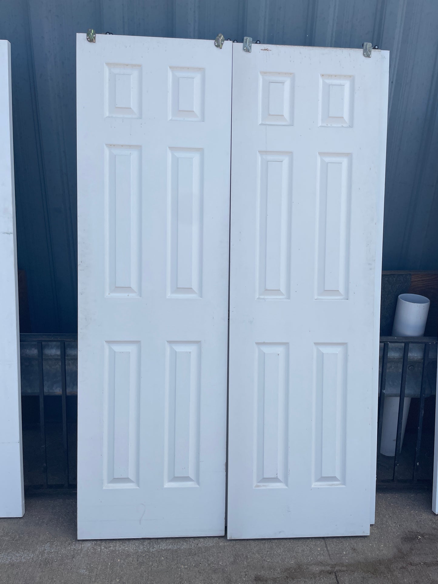 48x80 Interior Hollow 6 Panel Sliding Double Door Pair, White