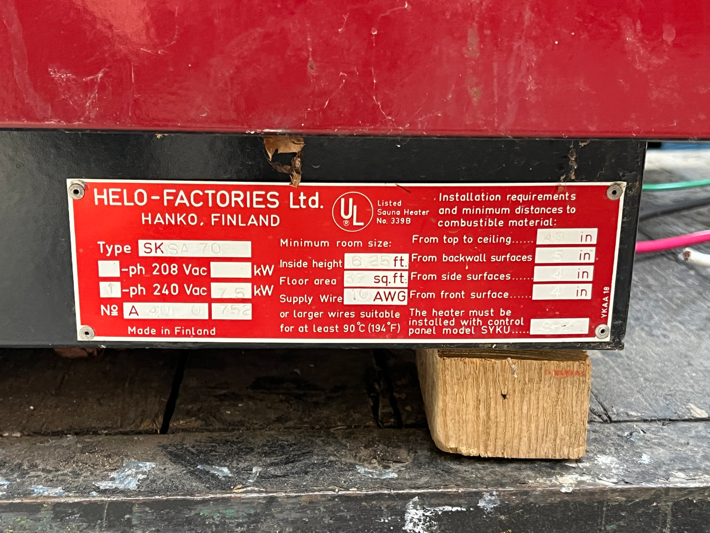 Helo SKSA70 Electric Sauna Heater – 7.5 kW – Finland