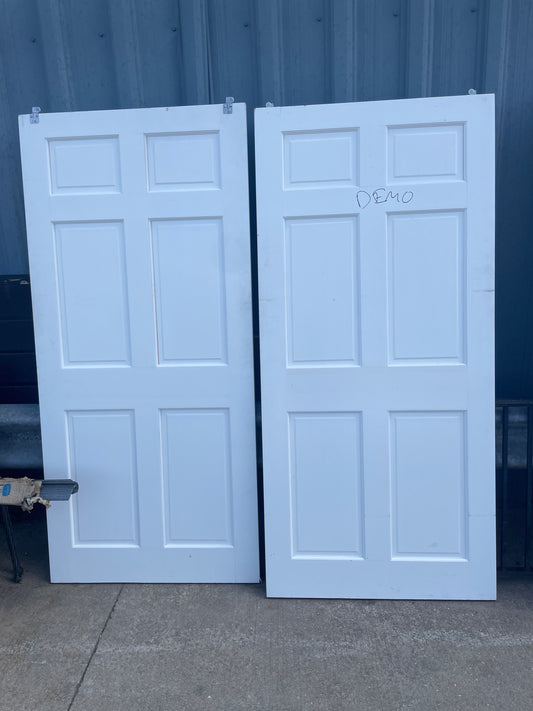 73x77 Interior Solid 6 Panel Sliding Double Door Pair, White