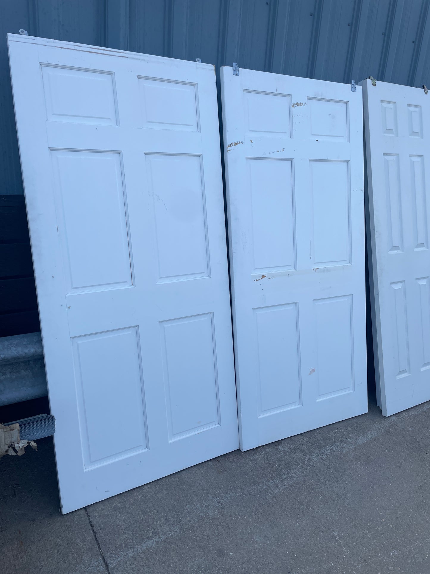 73x77 Interior Solid 6 Panel Sliding Double Door Pair, White