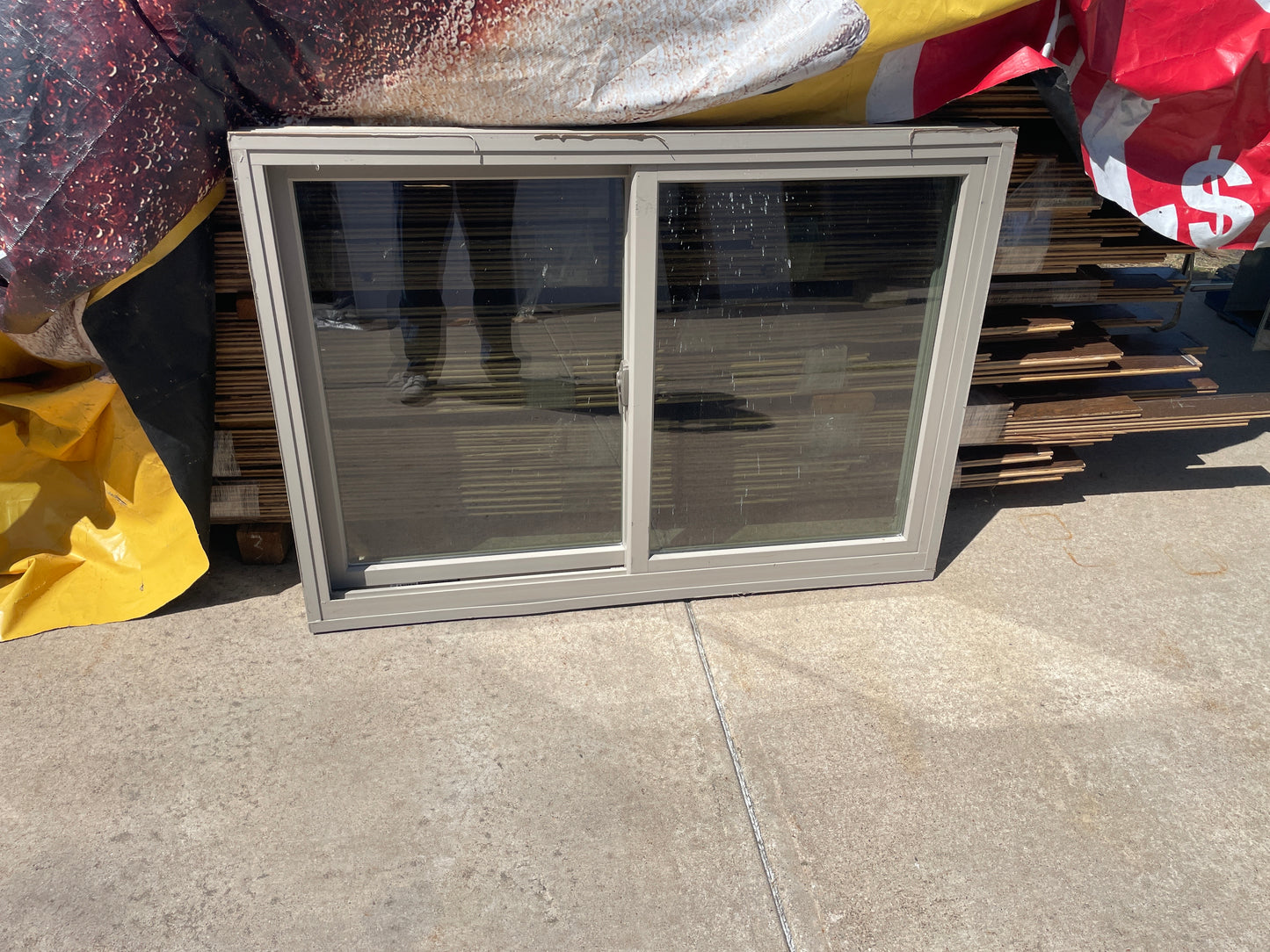 52x37 Reclaimed Sliding Vinyl Window, Tan