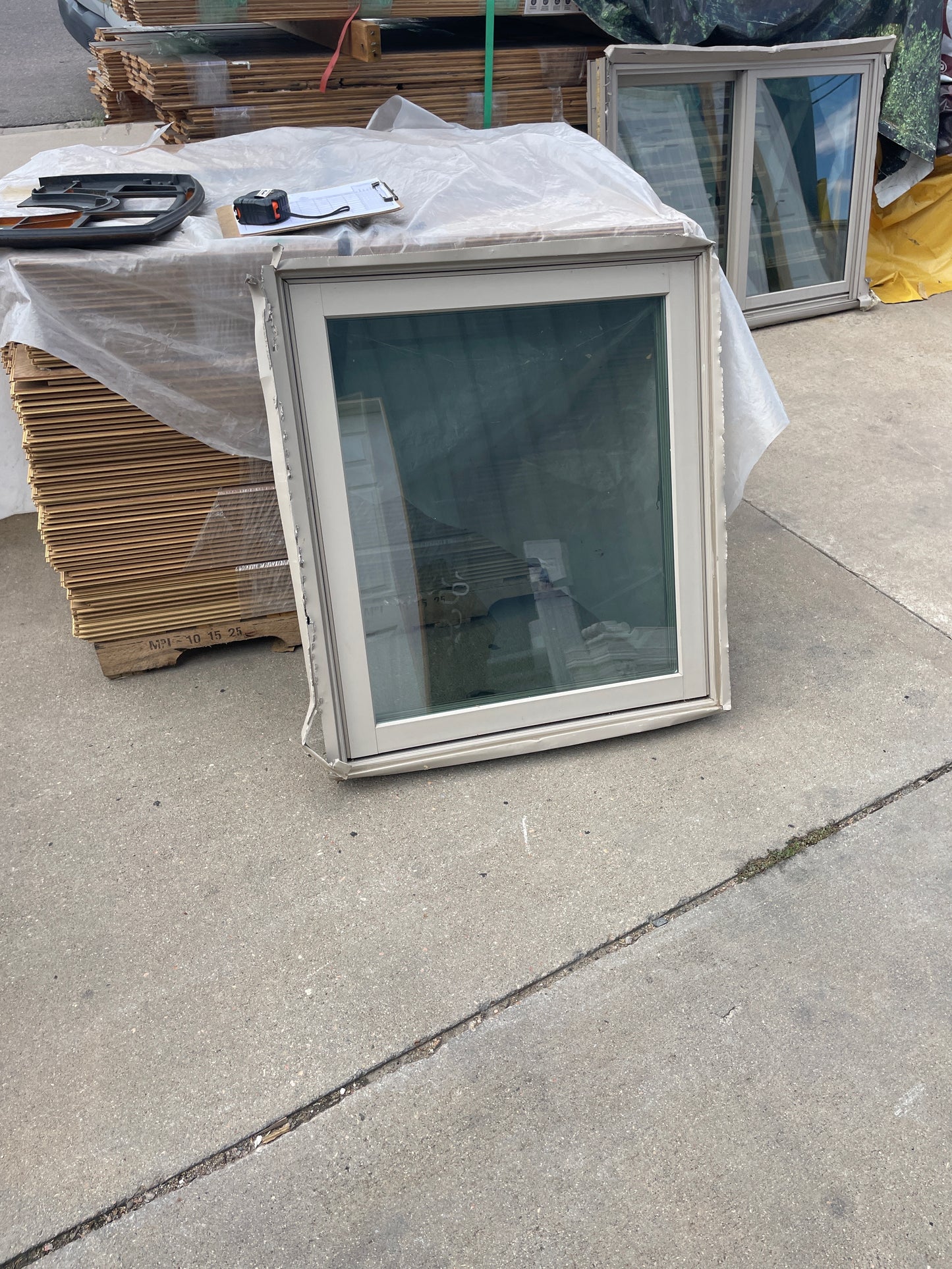 31x34 Reclaimed Casement Vinyl Window, Tan