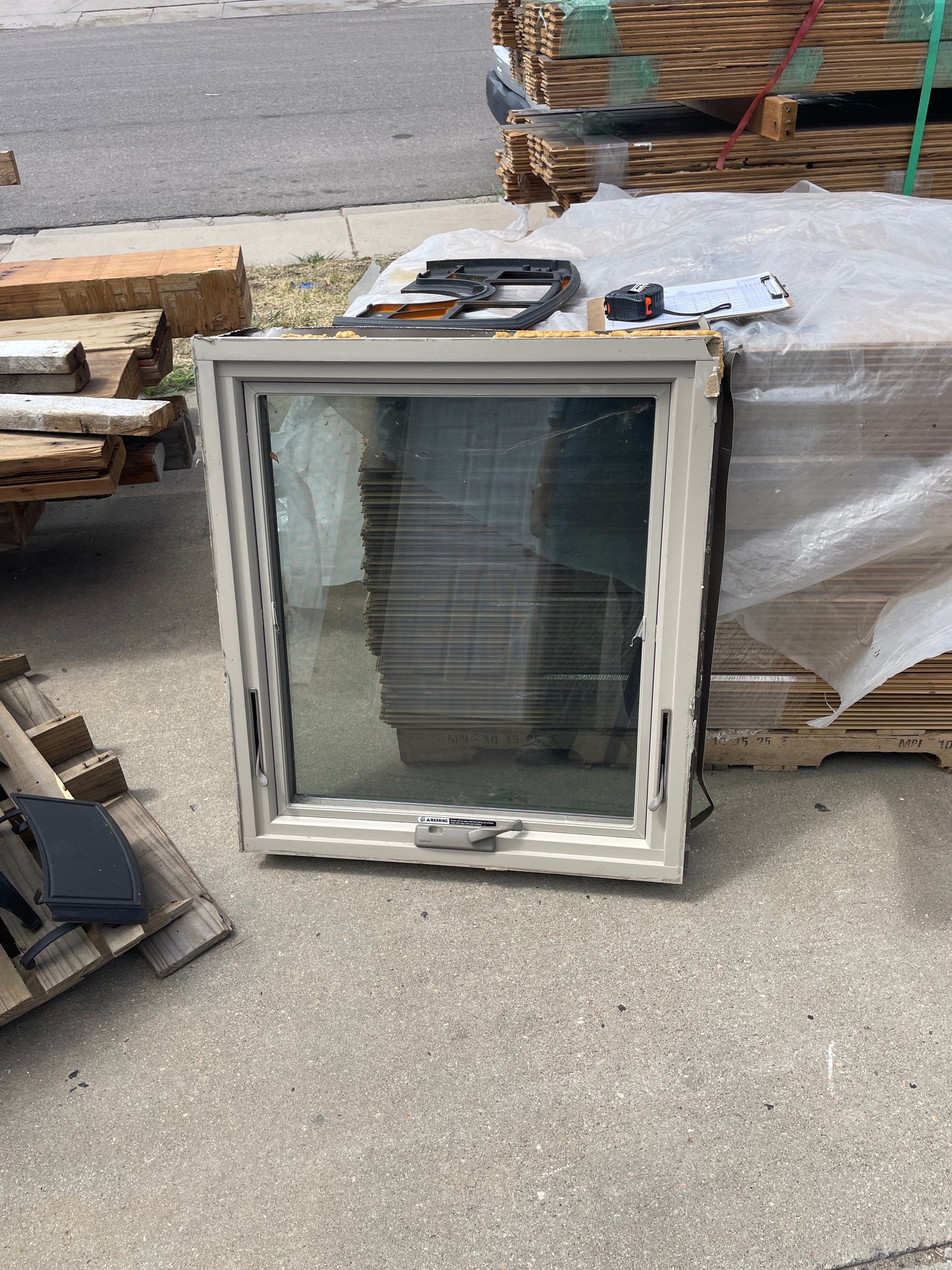 31x34 Reclaimed Casement Vinyl Window, Tan