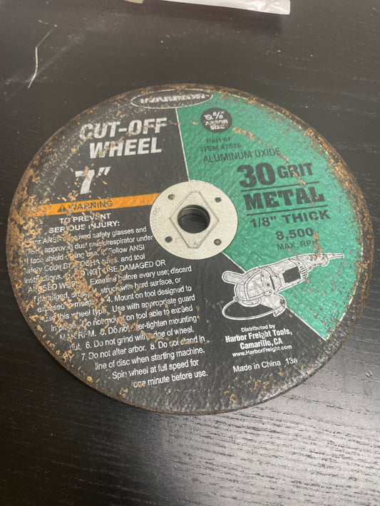 Warrior 7 Inch Metal Cut Off Wheel, 30 Grit