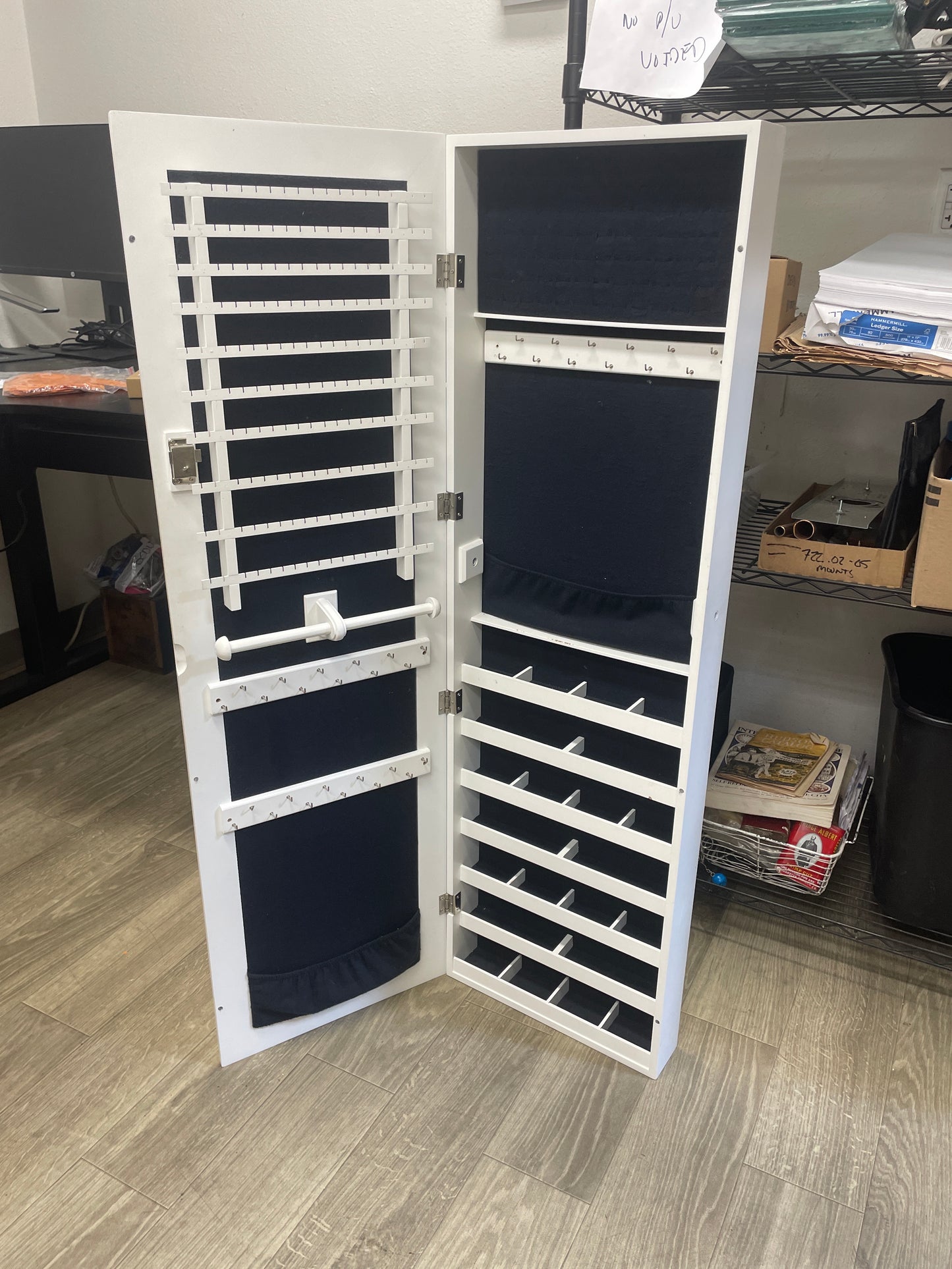Reclaimed Wall-Mount Jewelry Cabinet with Mirror