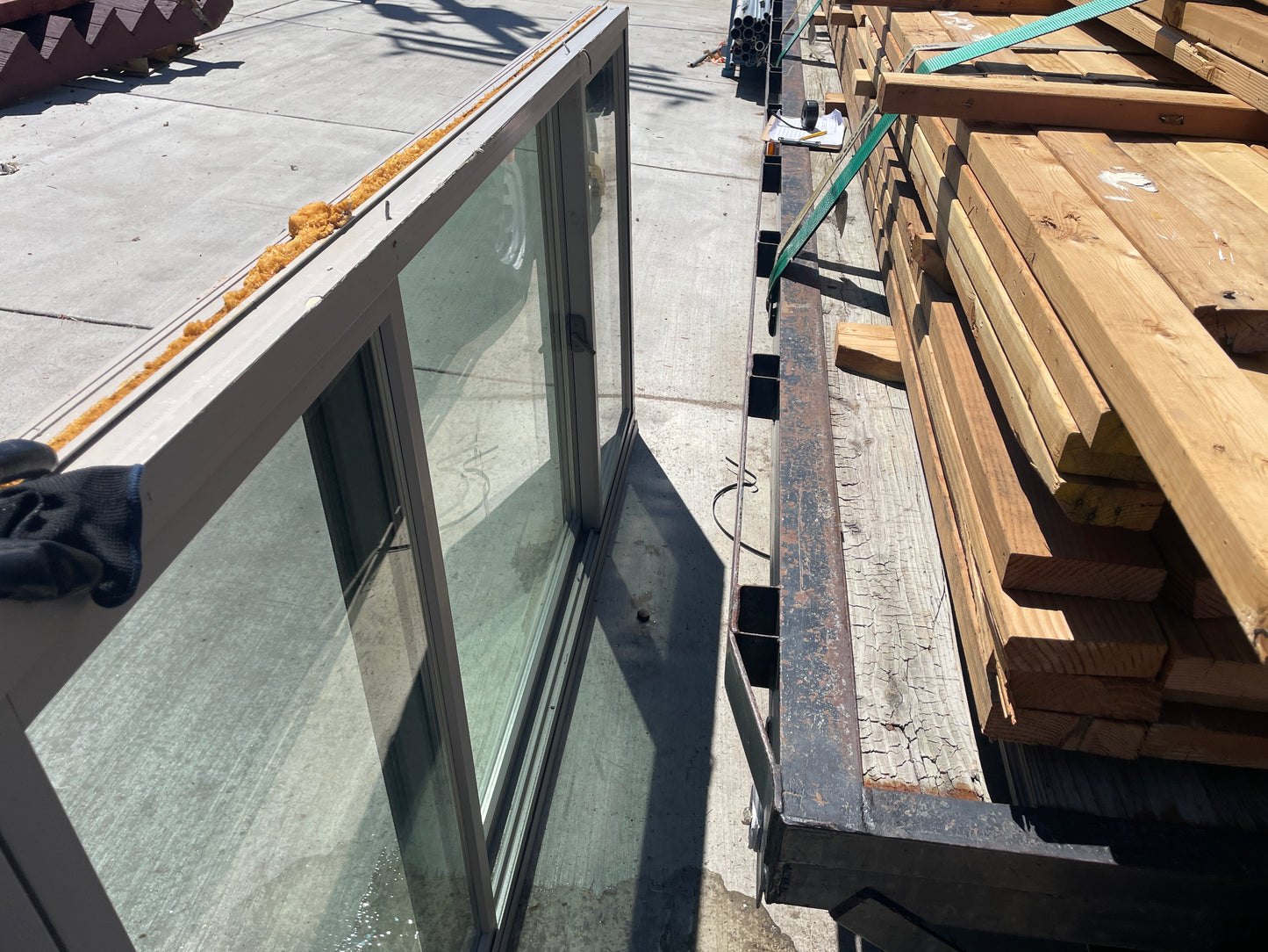 94x48 Reclaimed Sliding Vinyl Window, Tan