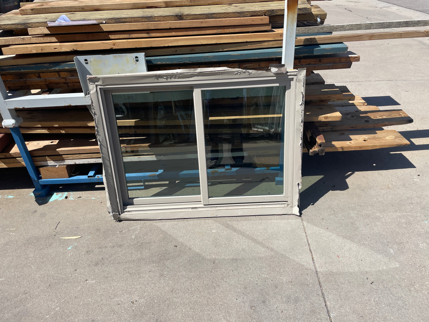 47x35 Reclaimed Sliding Vinyl Window, Tan