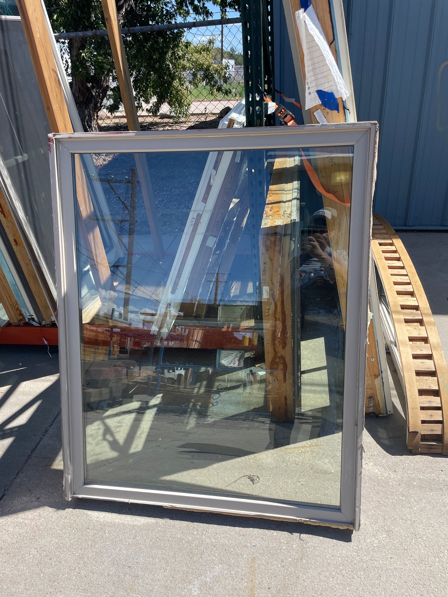 43x53 Reclaimed Fixed Vinyl Window, Grey