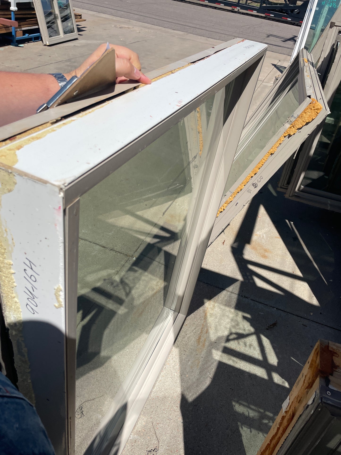 43x53 Reclaimed Fixed Vinyl Window, Grey