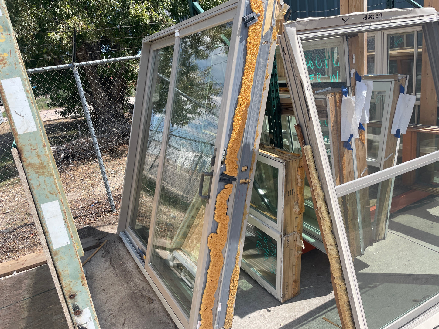 72x80 Reclaimed Andersen Sliding Glass Patio Door, Gray Vinyl