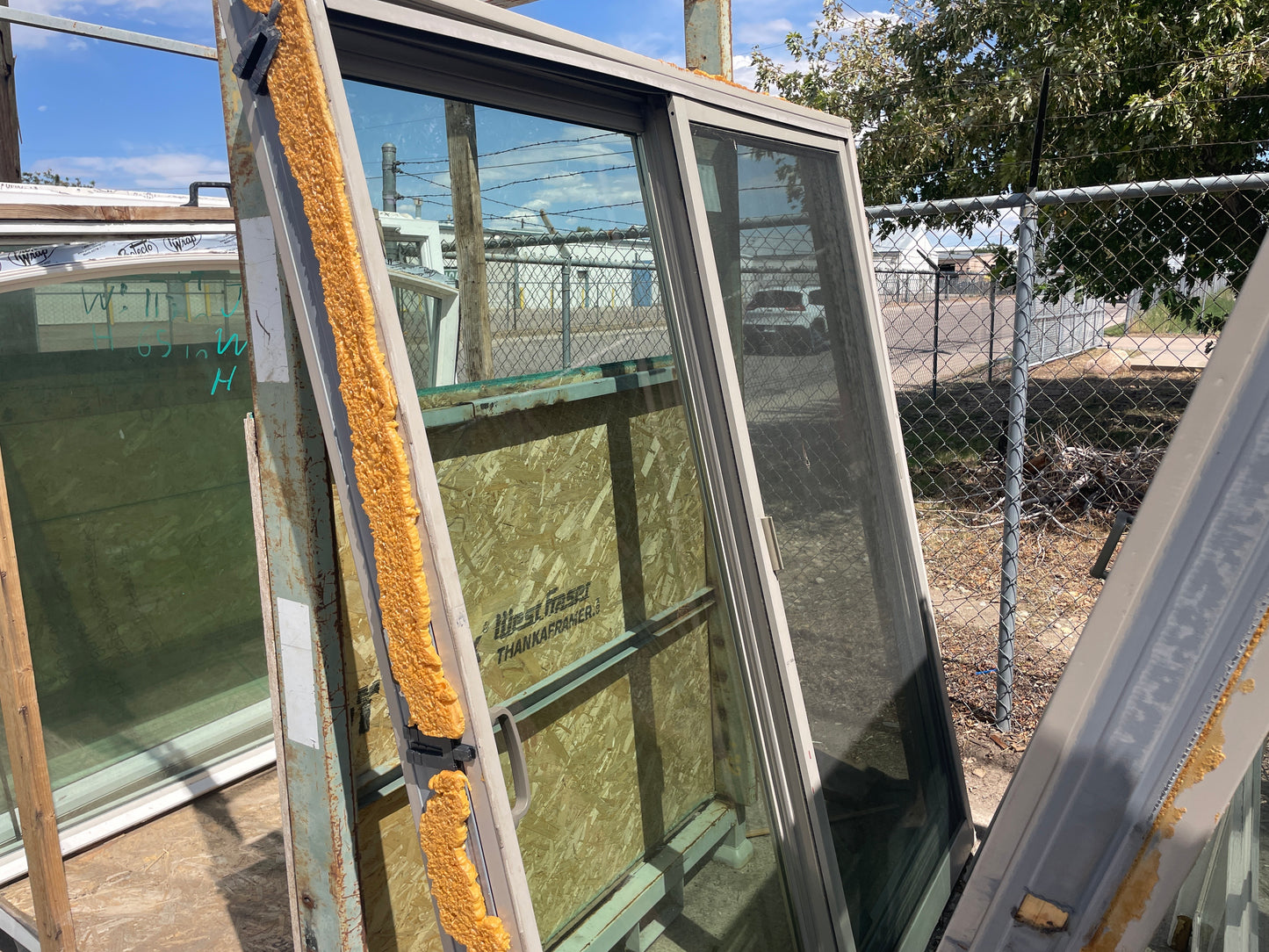 72x80 Reclaimed Andersen Sliding Glass Patio Door, Gray Vinyl