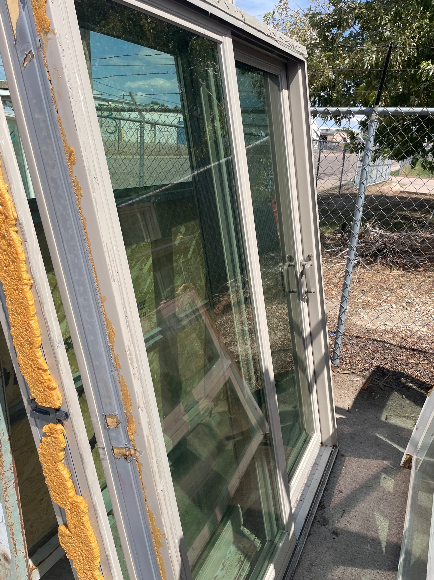 59x80 Reclaimed Sliding Glass Patio Door, Tan Vinyl