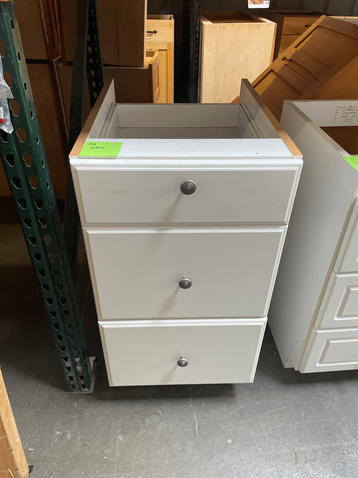 18in Drawer Base Cabinet, White Painted Finish