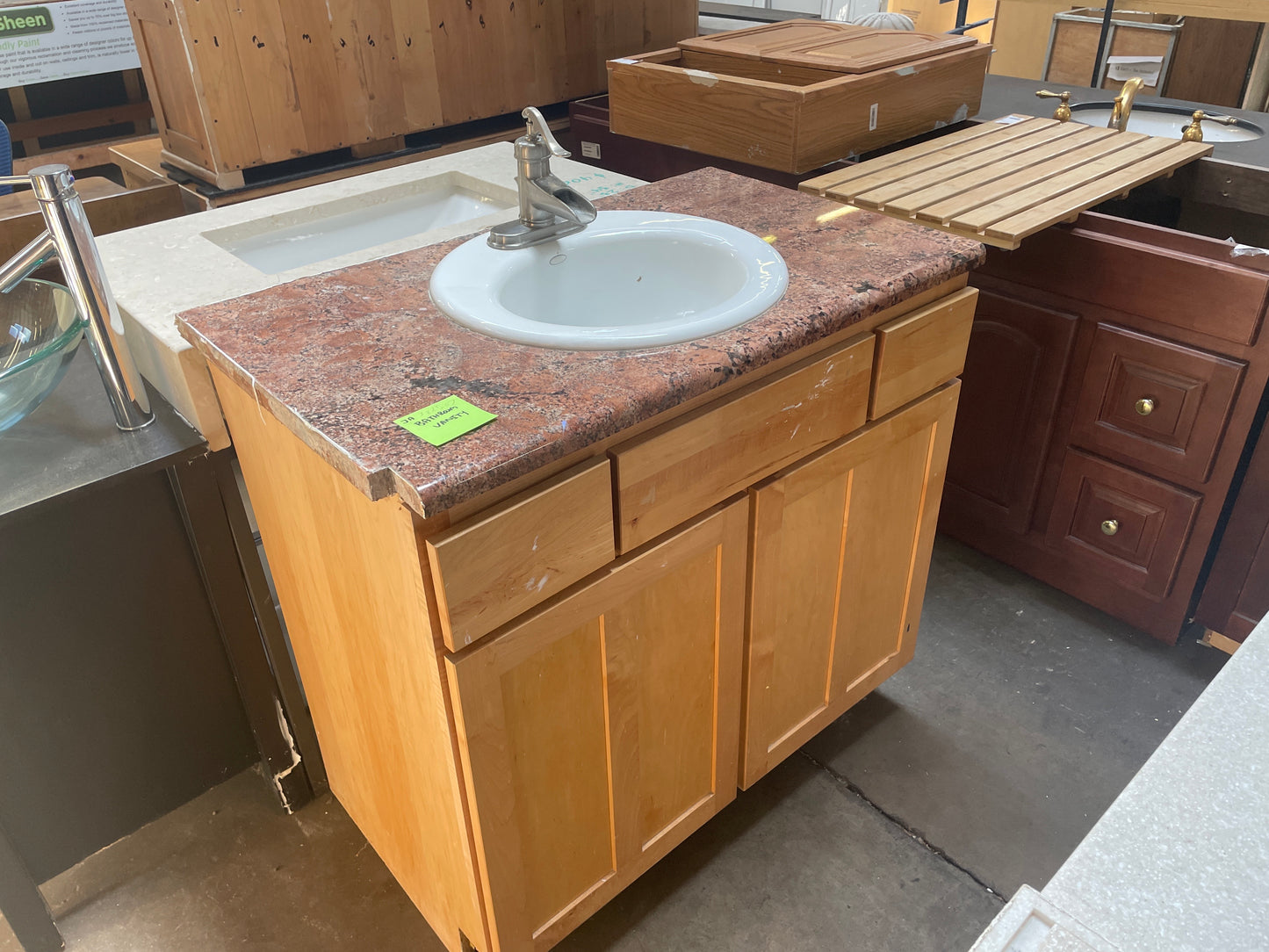 38in Reclaimed Vanity with Top and Sink, Natural Wood