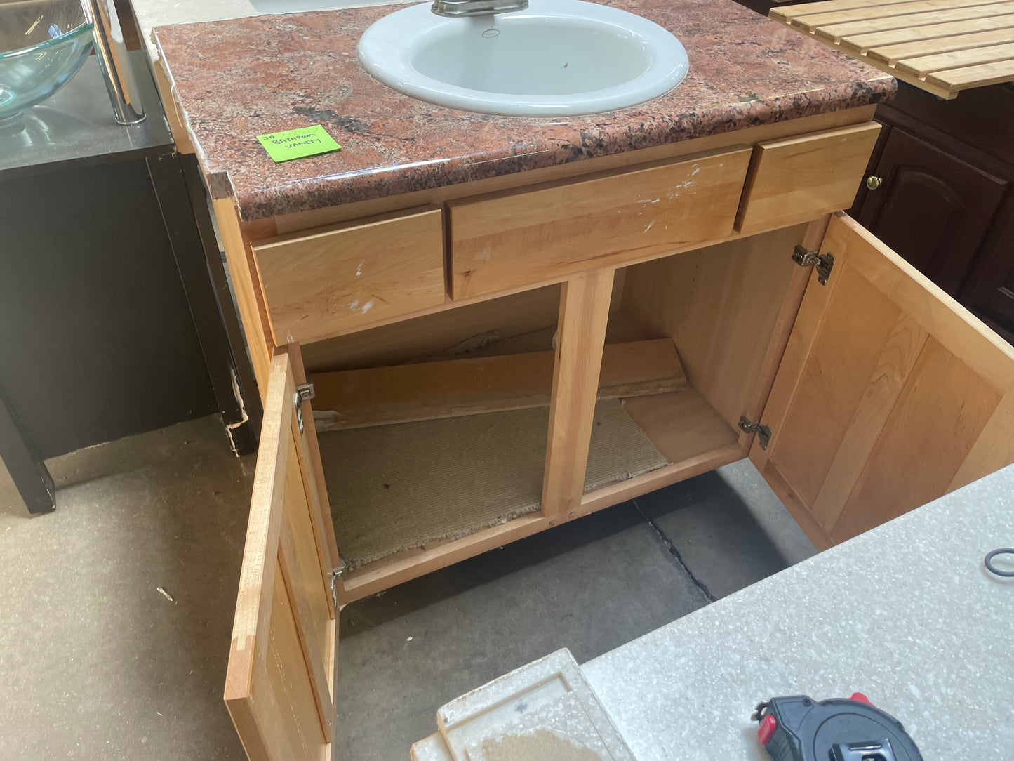 38in Reclaimed Vanity with Top and Sink, Natural Wood