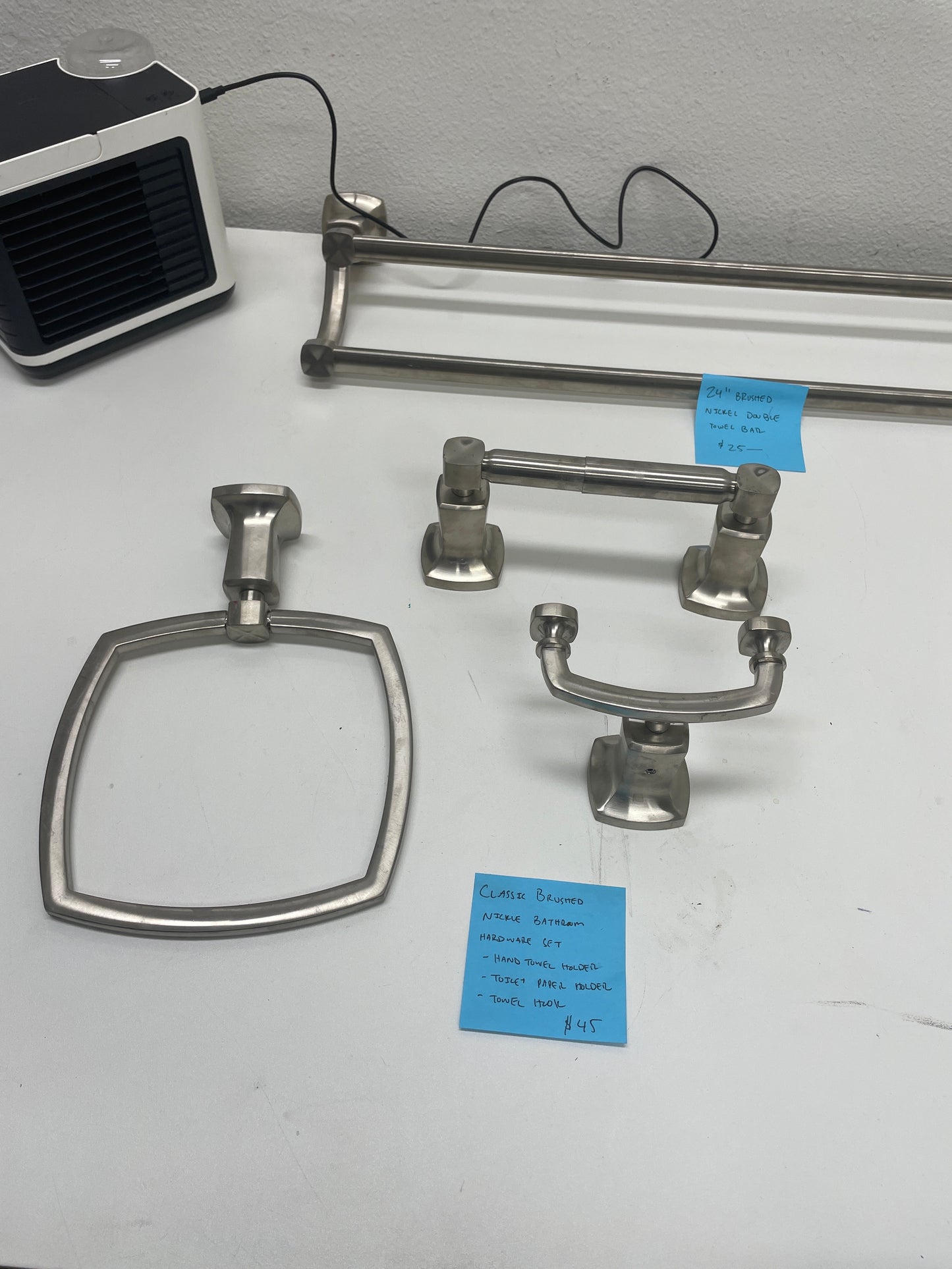 Reclaimed Brushed Nickel Bathroom Hardware Set, 3 Piece