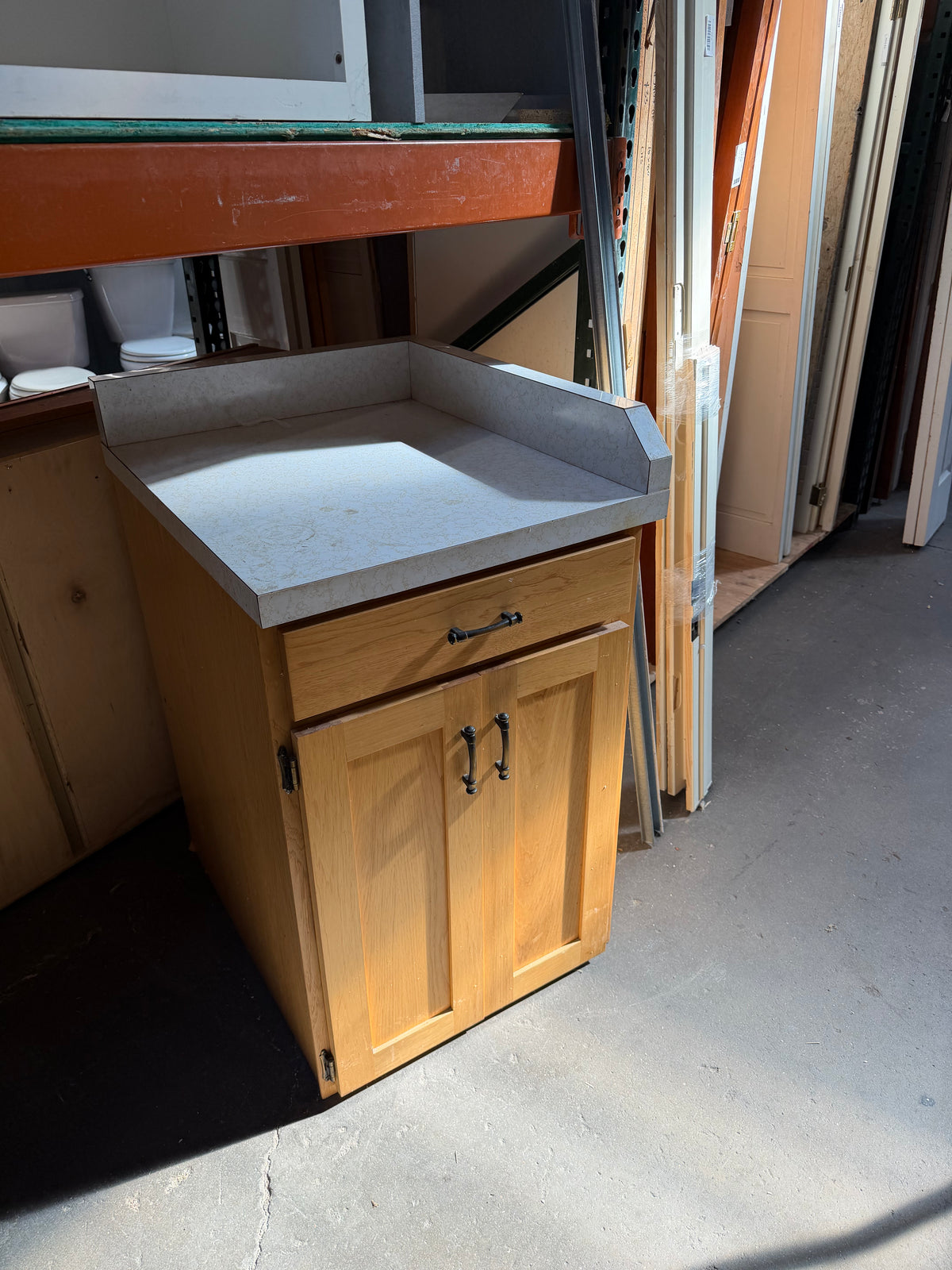 Reclaimed Oak Corner Base Cabinet with Countertop