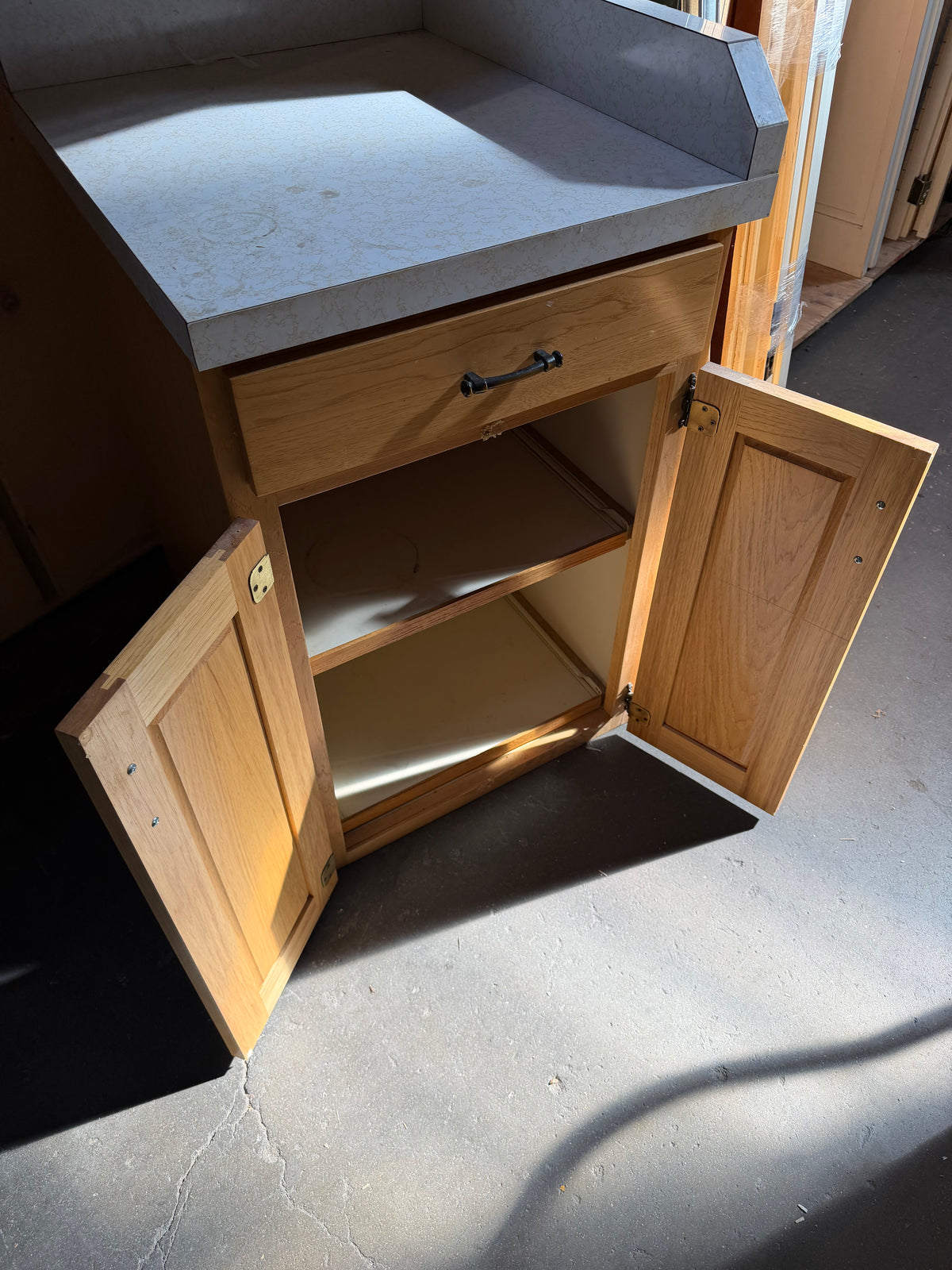 Reclaimed Oak Corner Base Cabinet with Countertop