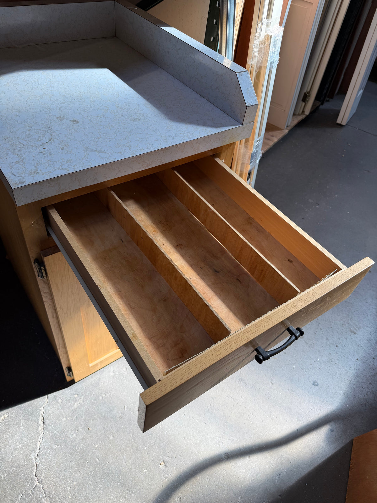Reclaimed Oak Corner Base Cabinet with Countertop
