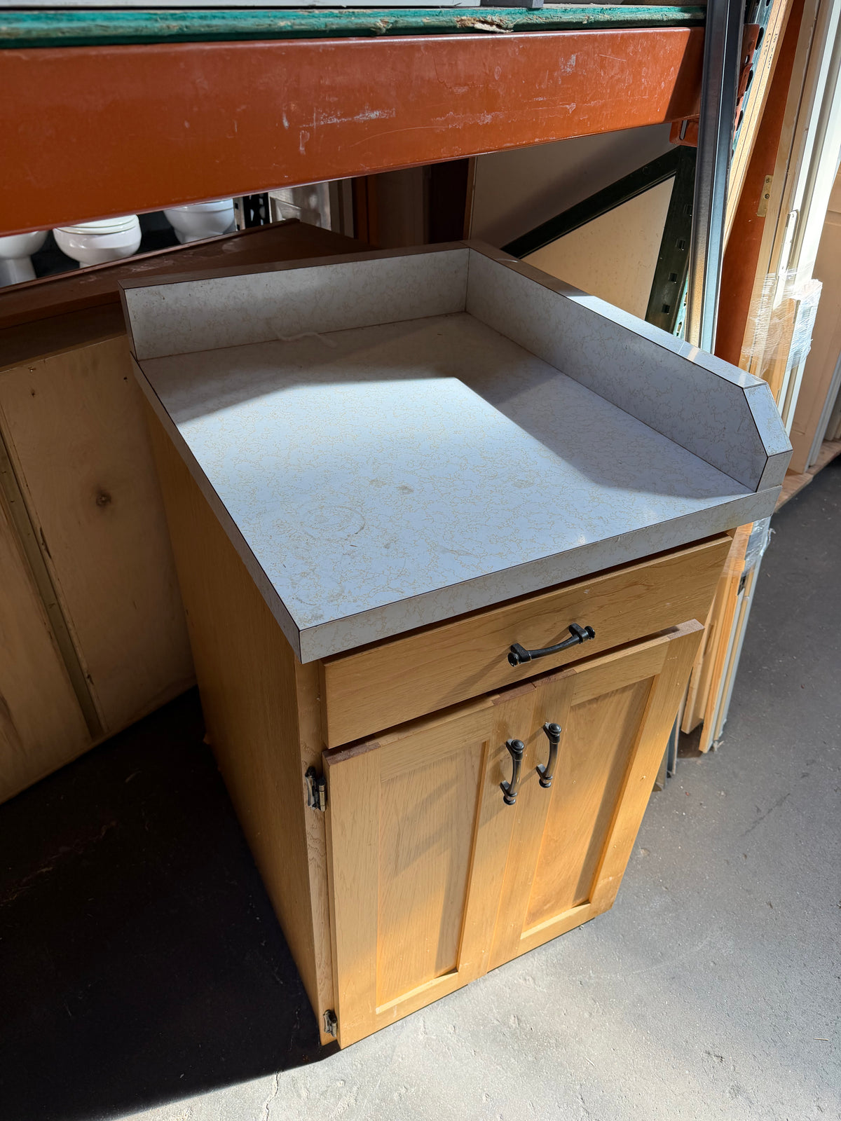 Reclaimed Oak Corner Base Cabinet with Countertop