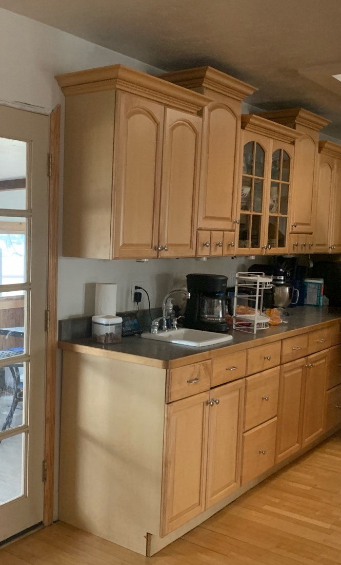 27ft Kitchen Cabinet Set, Natural Wood Finish