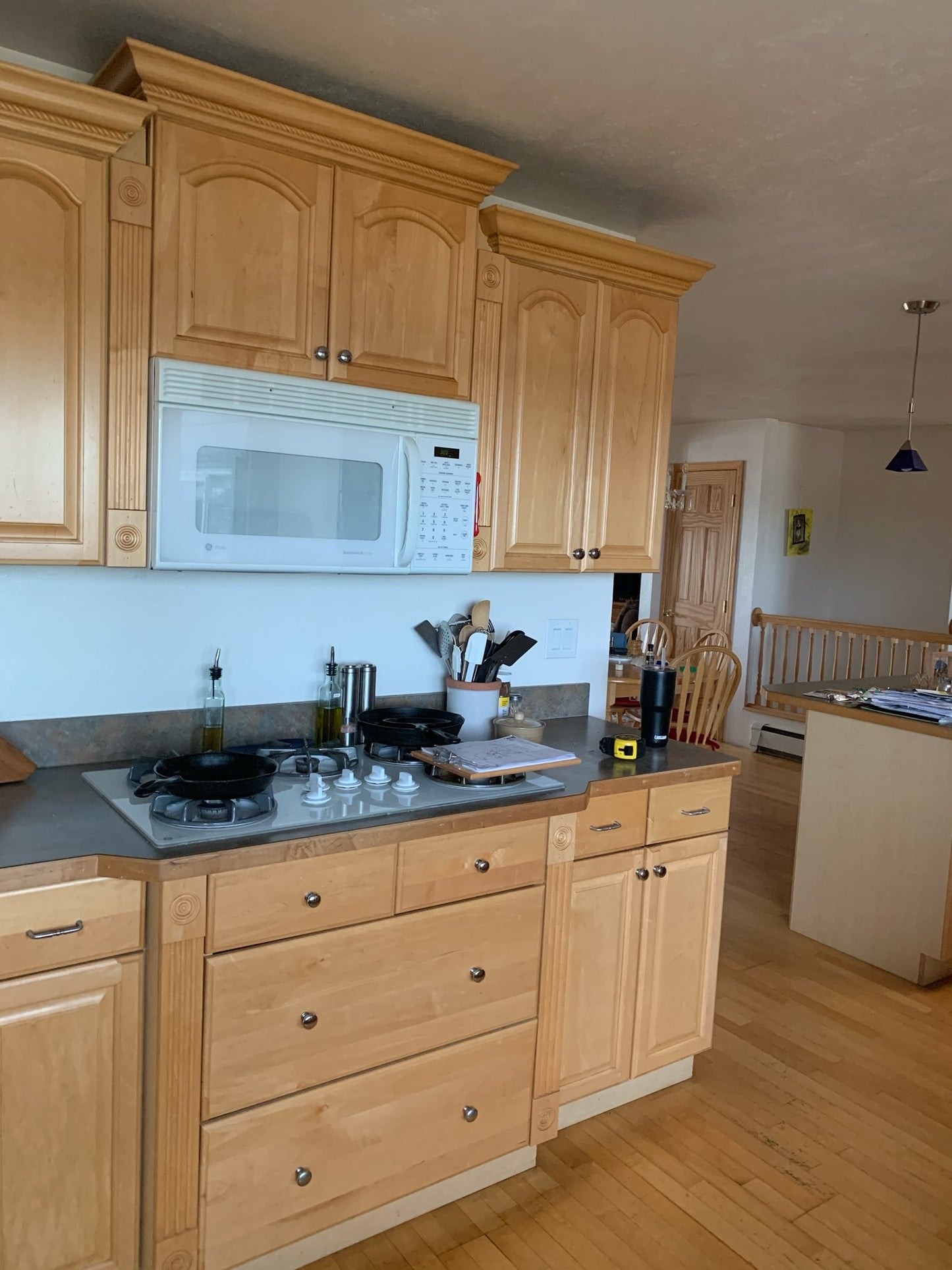 27ft Kitchen Cabinet Set, Natural Wood Finish