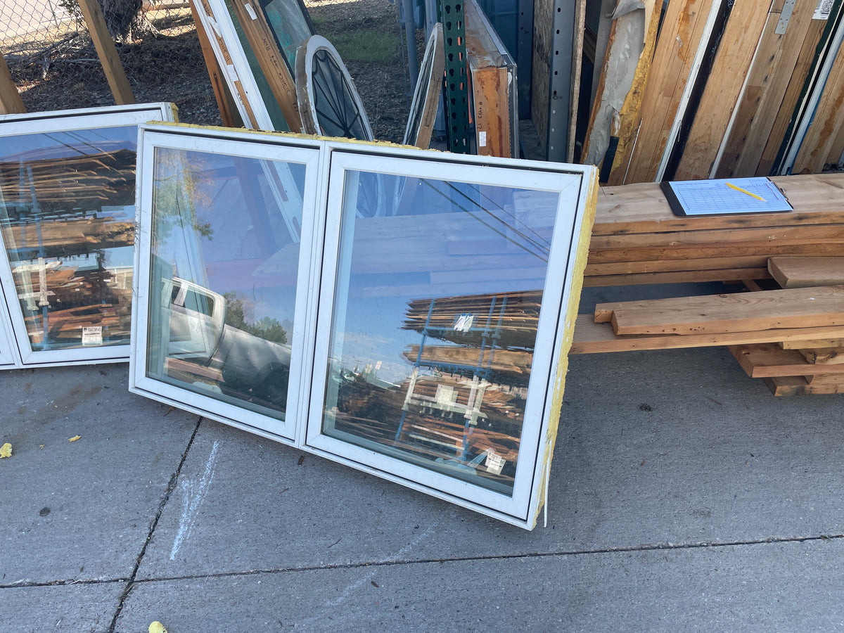 59x36 Reclaimed Casement Wood Window, White