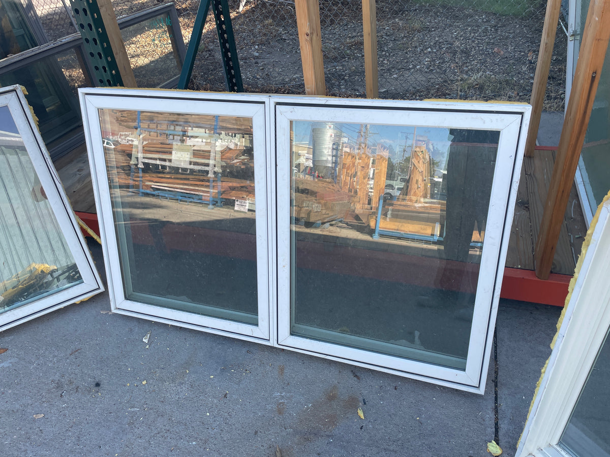 59x36 Reclaimed Casement Wood Window, White