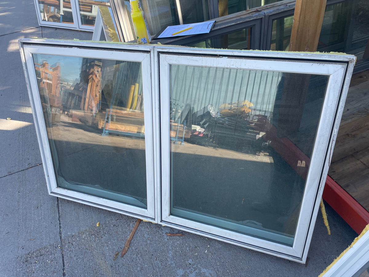 59x36 Reclaimed Casement Wood Window, White