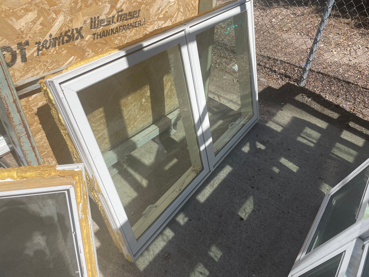 59x36 Reclaimed Casement Wood Window, White