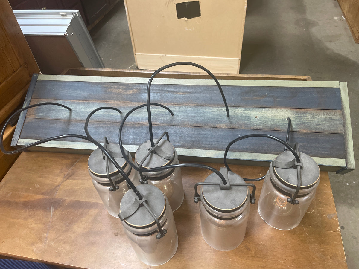 Reclaimed Multi-Pendant Cluster Light, Frosted Glass Bells