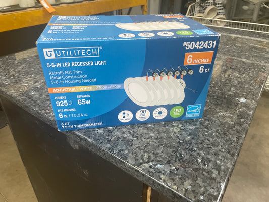 Utilitech 5-6 Inch LED Recessed Light Kit, 6 Pack