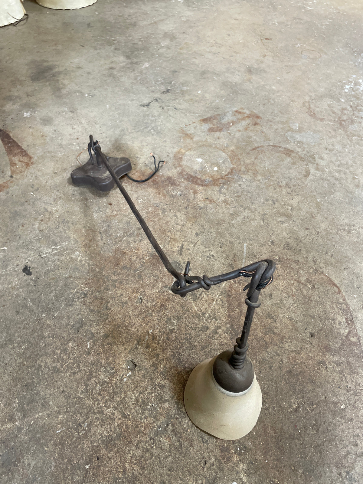 Reclaimed Articulating Desk Lamp, Enamelware Shade