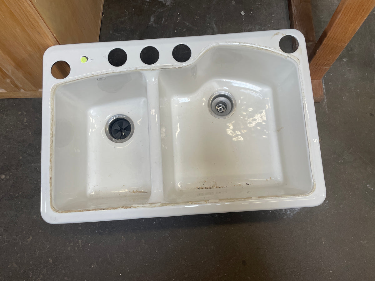 33x22 Reclaimed Kohler Cast Iron Undermount Kitchen Sink, White