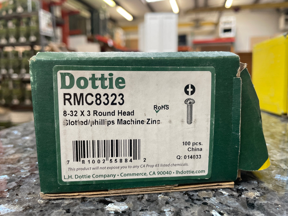 Dottie RMC8323 8-32 x 3 Inch Round Head Machine Screws, New (Box of 100)
