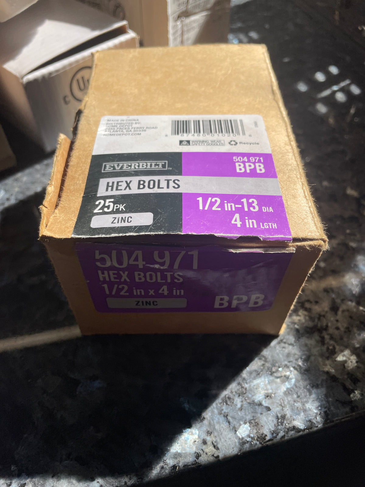 Everbilt Hex Bolts, 1/2"-13 x 4", Zinc, New
