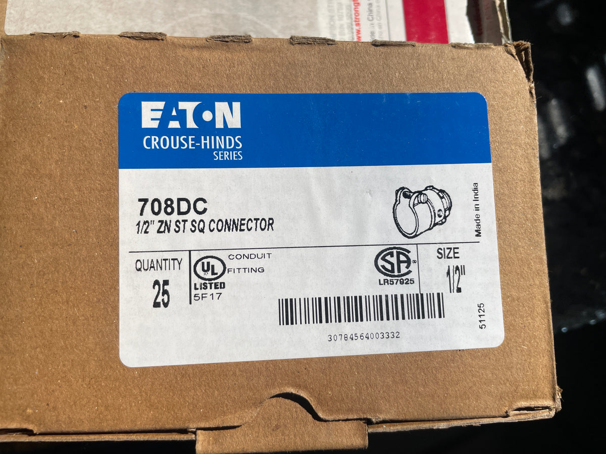 Eaton Crouse-Hinds 708DC Steel Set Screw Connector, 1/2", New