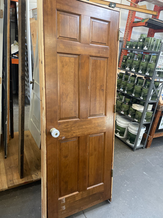 30x80 RHS Interior Solid 6 Panel Prehung, Wood Finish