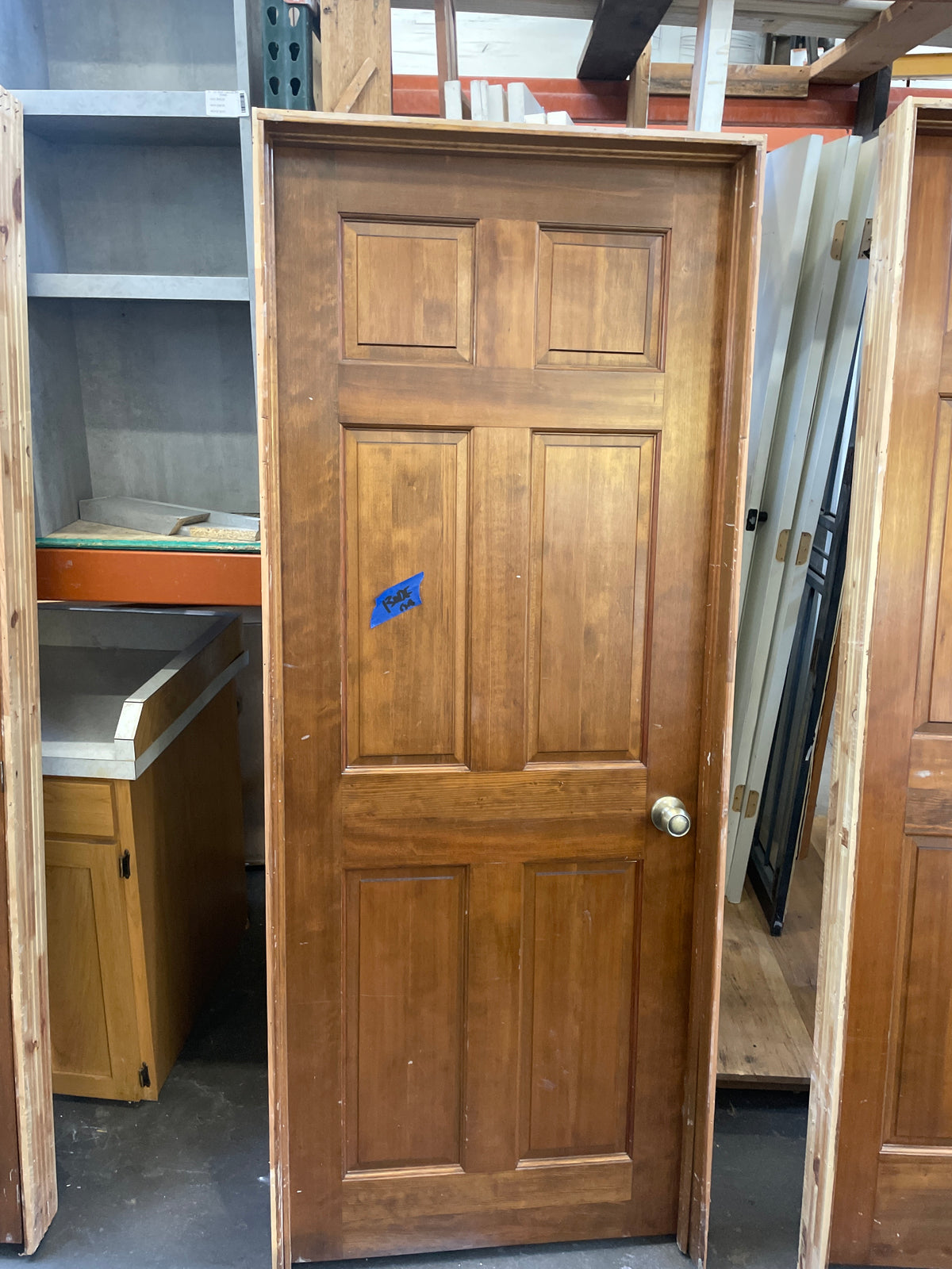 30x78 RHS Interior Solid 6 Panel Prehung, Wood Finish