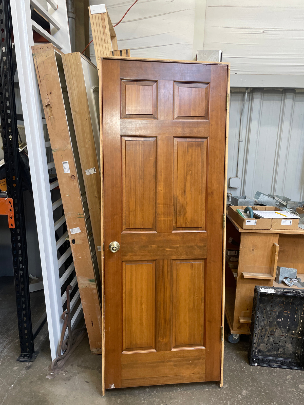 30x80 RHS Interior Solid 6 Panel Prehung, Wood Finish