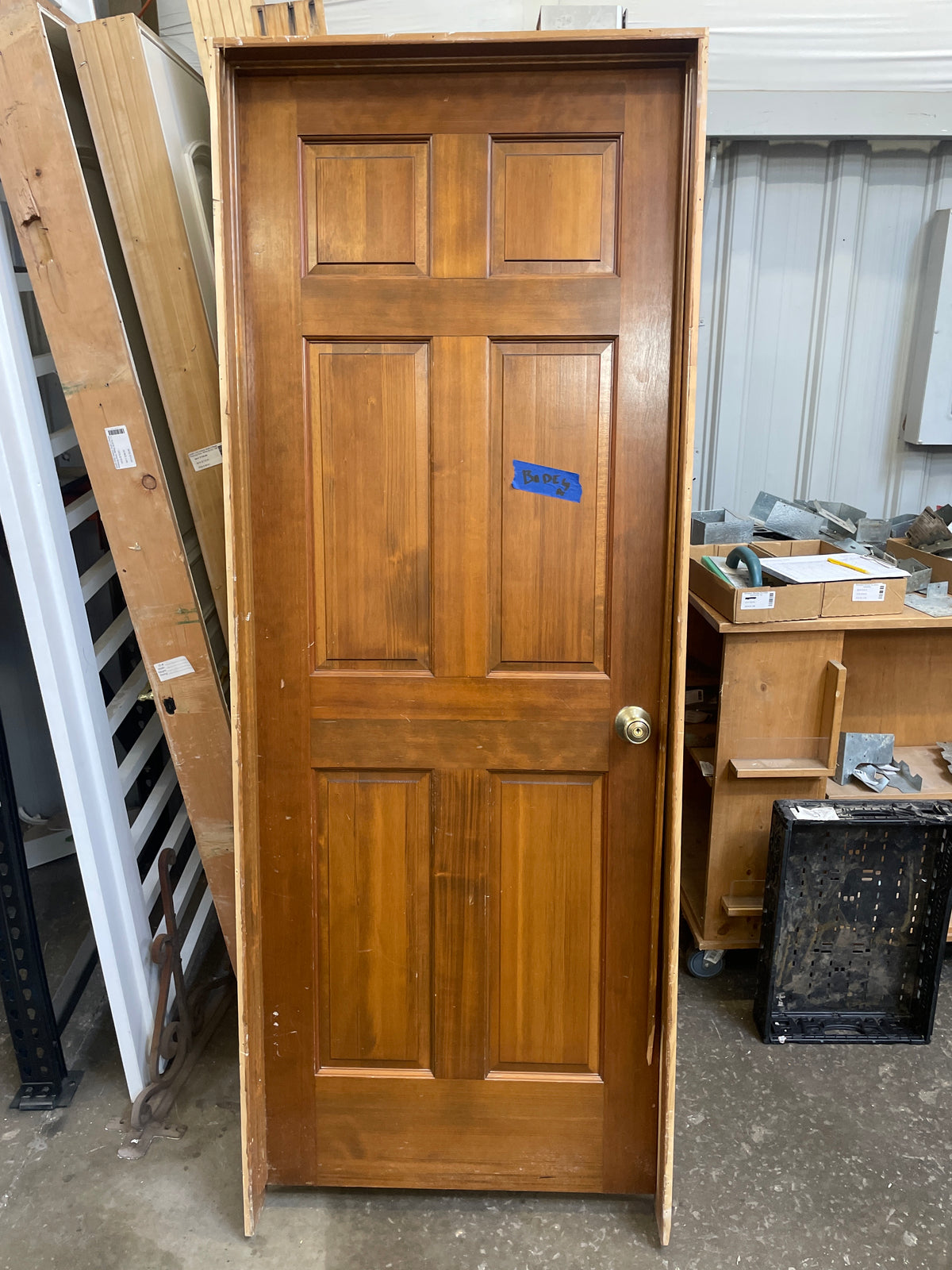 30x80 RHS Interior Solid 6 Panel Prehung, Wood Finish