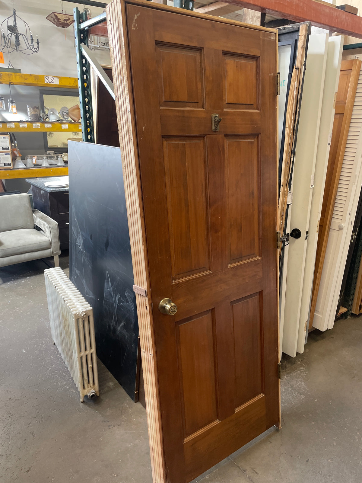 30x80 RHS Interior Solid 6 Panel Prehung, Wood Finish