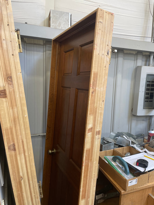 30x80 LHS Interior Hollow 6 Panel Prehung, Wood Finish