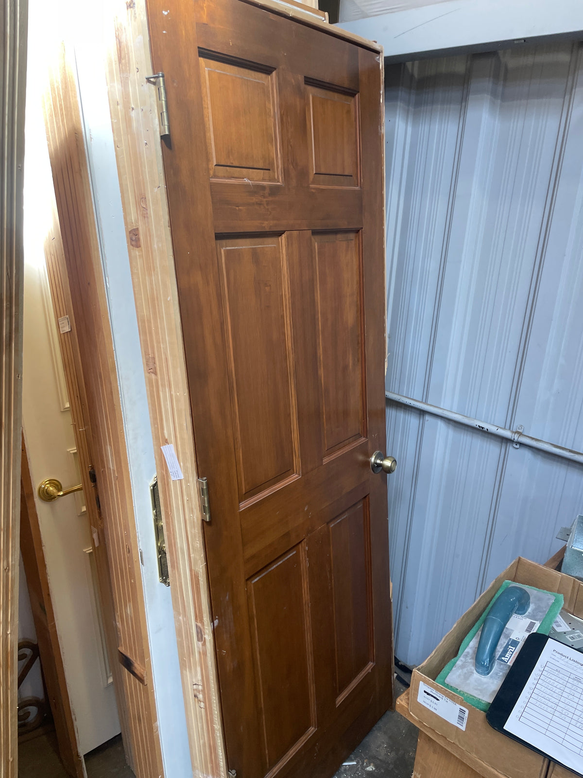 30x80 LHS Interior Solid 6 Panel Prehung, Wood Finish
