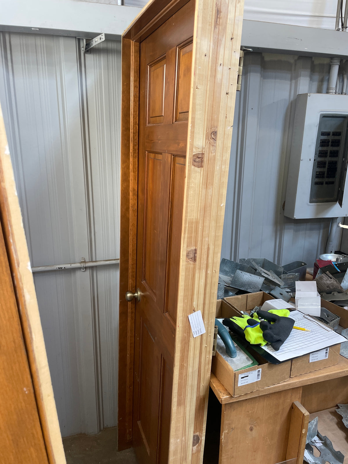30x80 LHS Interior Solid 6 Panel Prehung, Wood Finish
