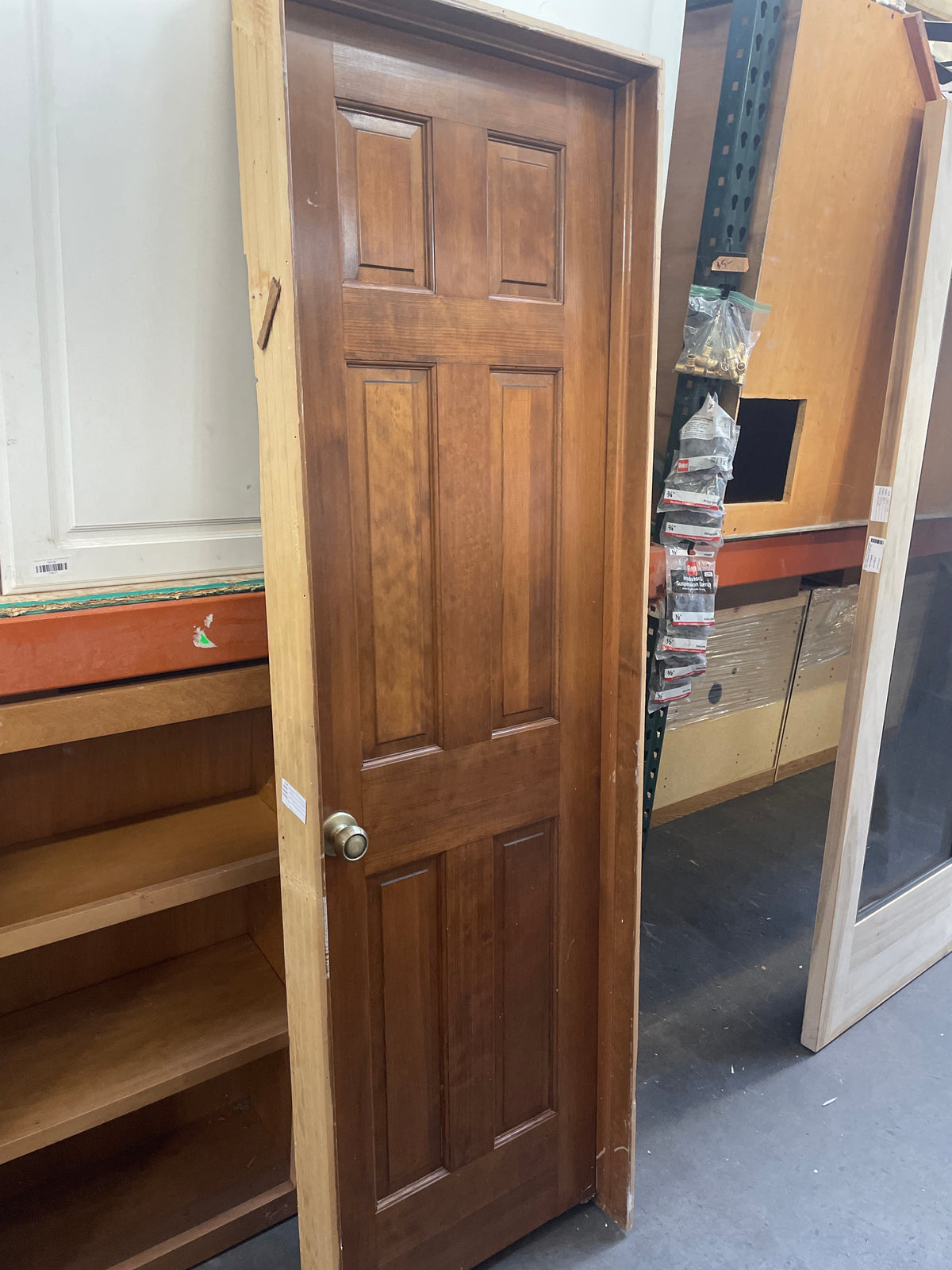 24x80 LHS Interior Solid 6 Panel Prehung, Wood Finish