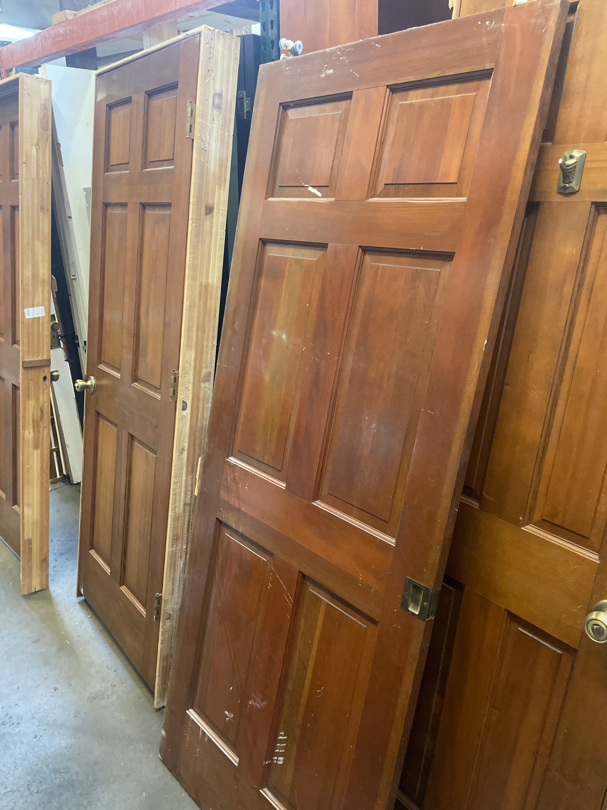 32x80 Interior Solid 6 Panel Sliding Double Slab, Wood Finish