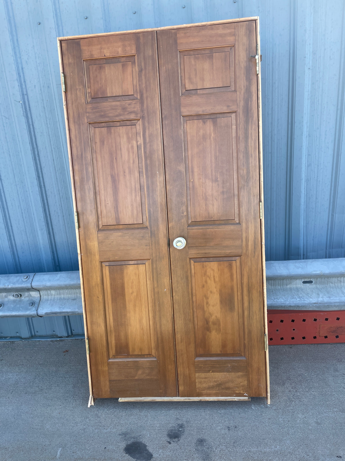 41x80 Interior Solid 6 Panel Double Door Pair Prehung, Wood Finish